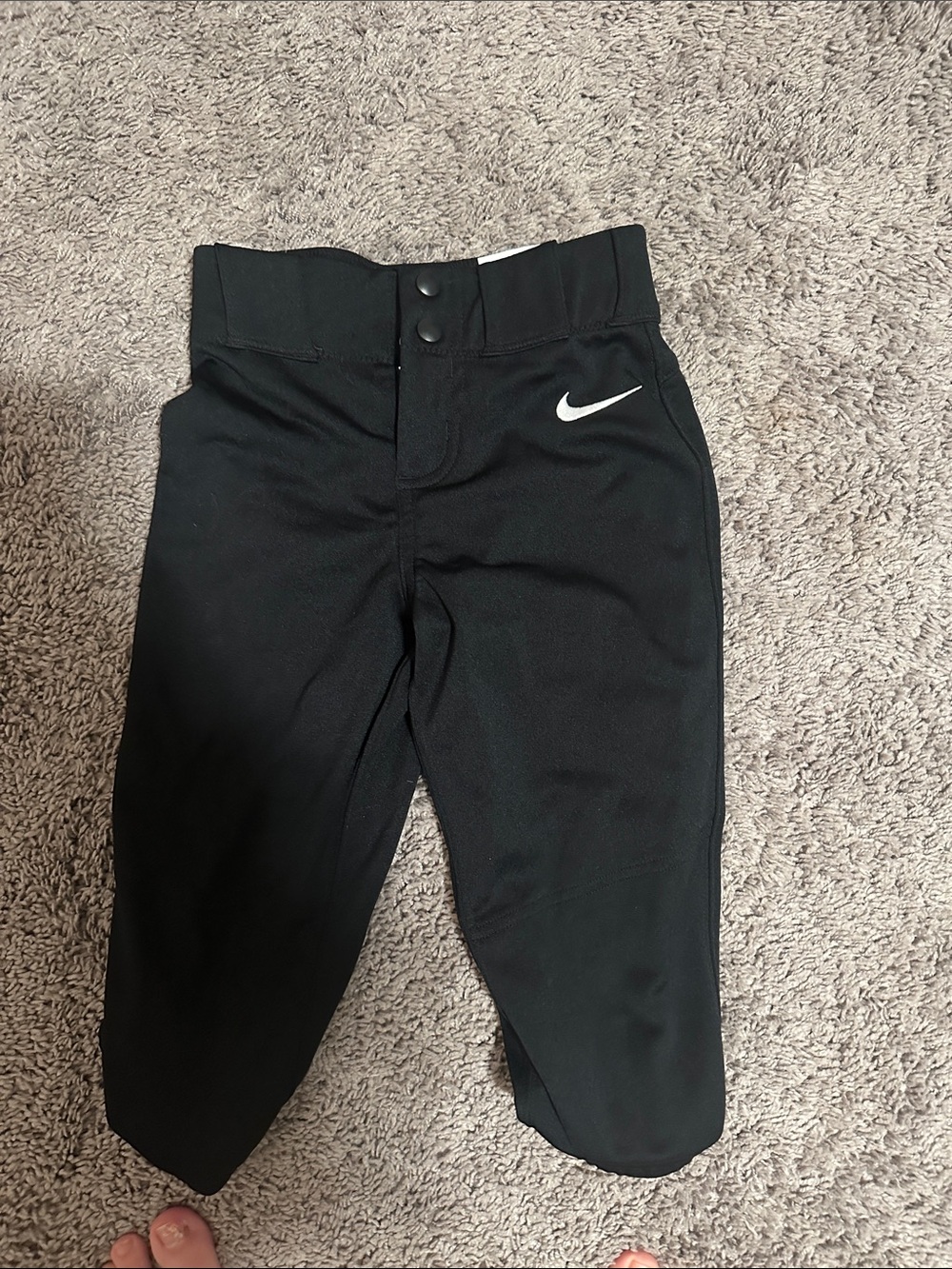 Nike Black Youth Athletic Tball Softball Pants with White Swoosh